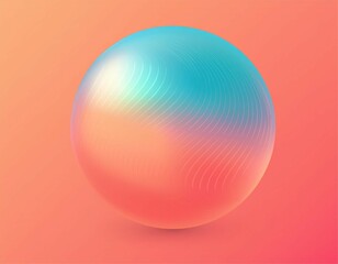 Fototapeta premium holographic gradient sphere vibrant gradient bright glowing round on coral background illustration