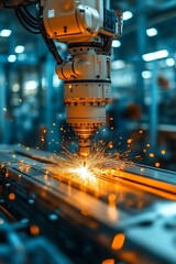 Robotic arm welding metal with sparks. (1)