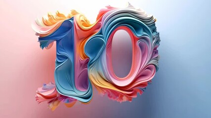 A lively design featuring the number ten, perfect for a birthday celebration. The animation showcases colorful swirls, creating a festive atmosphere and joyful vibe for the special milestone