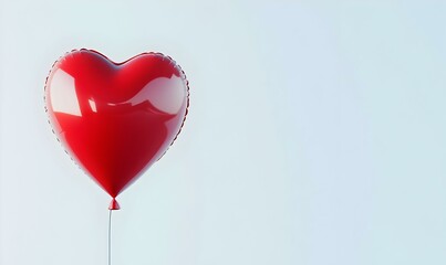 Red Heart Balloon on Light Background for Romantic Occasions