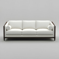 Obraz premium Sofa, a simple-style sofa with three seats, white leather fabric