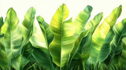 Close-up of tropical green leaves with intricate texture, showcasing the vibrant beauty of nature. A detailed nature background perfect for emphasizing the richness of greenery.
