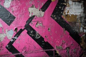 Fototapeta premium Pink black graffiti wall texture urban decay background