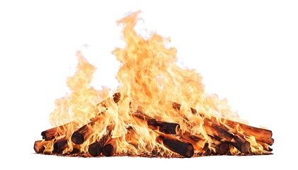 Hot Fire Effect with Glowing Flames Isolated. 3
