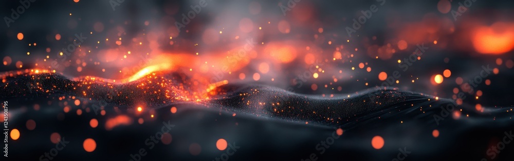 Aufkleber dynamic bokeh effect showcases vibrant crimson and bright hues against a dark background, creating a