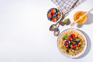 Summer breakfast oatmeal with berry
