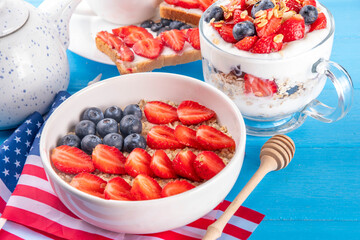 USA patriotic american breakfast or brunch