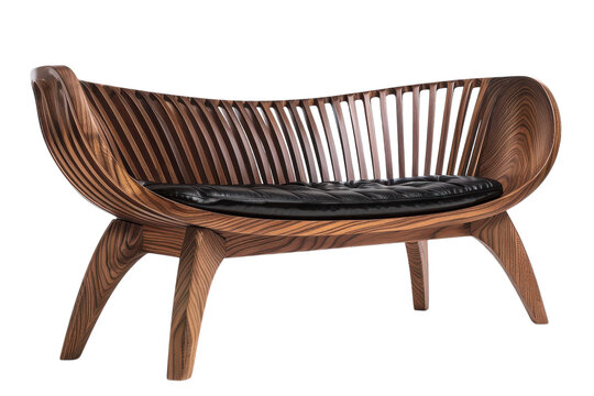 Elegant Curved Back Bench Design on transparent background