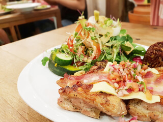 grilled meat with vegetables