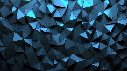 Fototapeta premium 3D abstract geometric black surface, featuring dynamic angular patterns and smooth textures. Ideal for tech, architecture, or design projects that require a sleek, futuristic background.