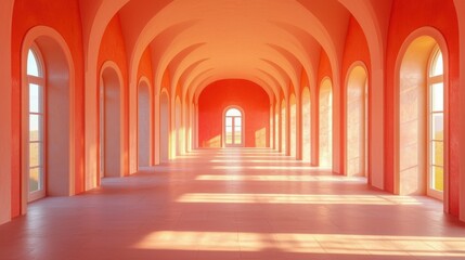Obraz premium Empty room in 3D with glowing neon rays of light along the walls, creating a modern and vibrant ambiance. Perfect for tech, futuristic, or digital design-themed projects.