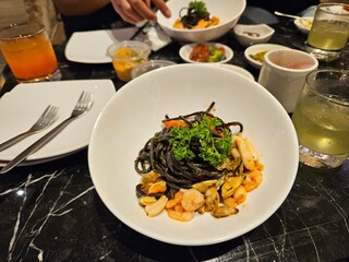 spaghetti with seafood