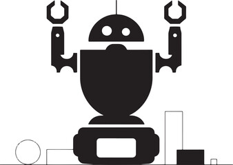 Robot silhouette vector design. Robot icon with white background.
