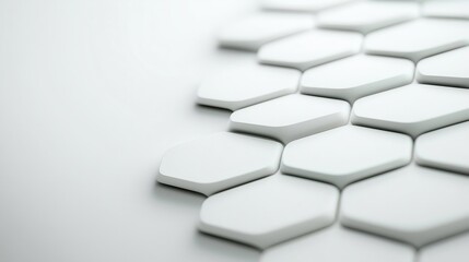 Modern hexagonal pattern design for minimalist decor and architectural inspiration featuring 3D white tiles on a light background with a clean and futuristic look ideal for creative spaces