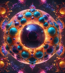 Obraz premium Vibrant spheres bursting into a kaleidoscope of color, dynamic, captivating colors