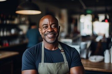 Obraz premium Smiling portrait of a middle aged African American small business owner