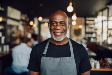 Obraz premium Smiling portrait of a middle aged African American small business owner
