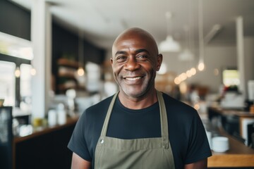 Fototapeta premium Smiling portrait of a middle aged African American small business owner