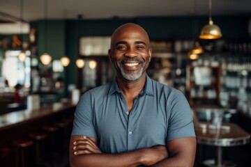 Obraz premium Smiling portrait of a middle aged African American small business owner