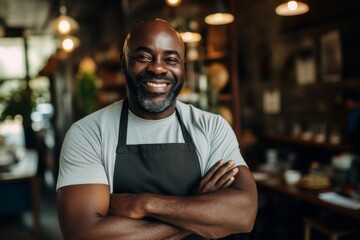 Obraz premium Smiling portrait of a middle aged African American small business owner