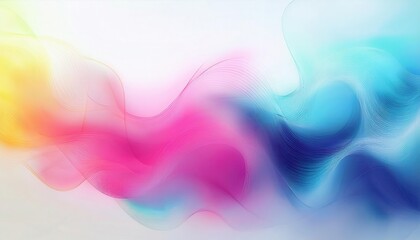 Fototapeta premium ethereal fluid waves of blue, pink, and yellow with fine texture, ideal for modern backgrounds, digital art, and branding