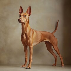 Elegant Pharaoh Hound Standing Tall with One Paw Slightly Raised
