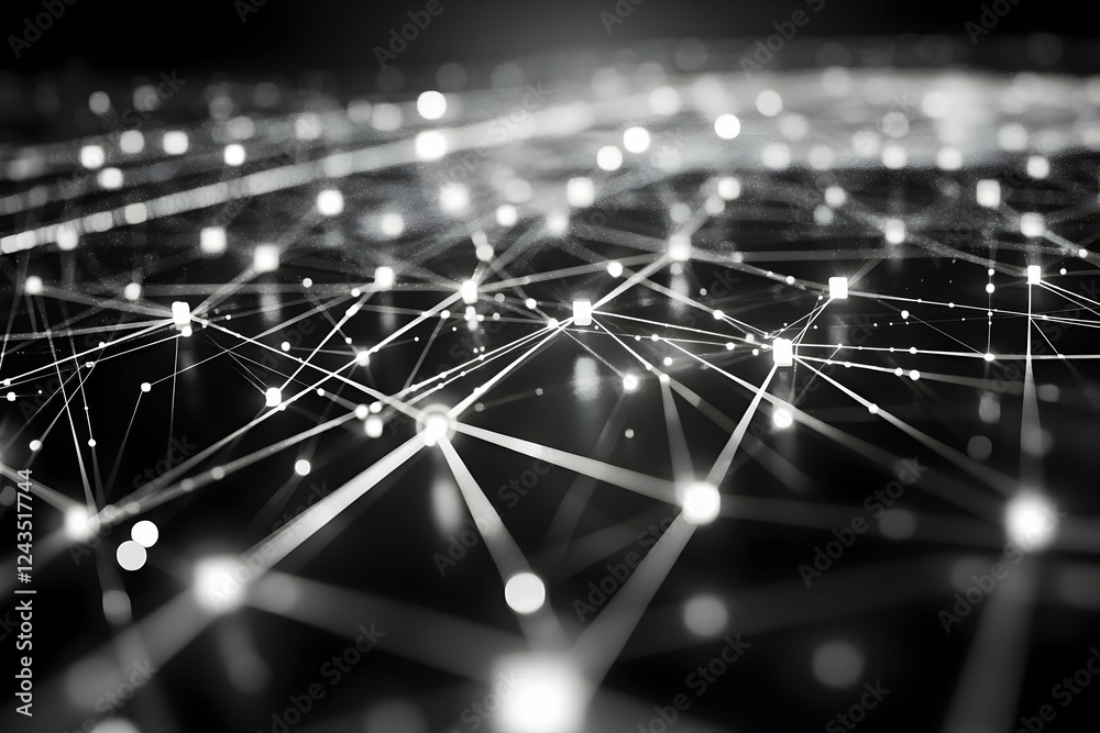 Poster abstract geometric background with connected dots and lines in a low-poly