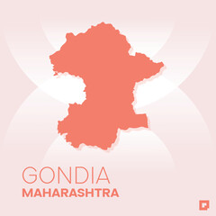 Gondia vector map, Vector map of Gondia, editable eps, AI files, Vector illustration of Gondia vector map