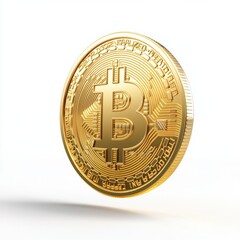 Newly minted Bitcoin in bright futuristic setting