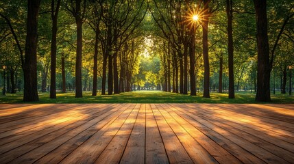 Abstract blurred green nature background in a public park during spring and summer, with sunlight creating a vintage tone. A perfect backdrop for design concepts focusing on serenity and nature.