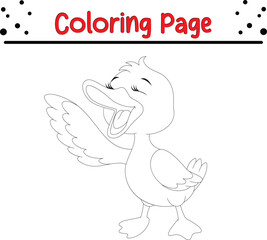 Cute Duck coloring book page