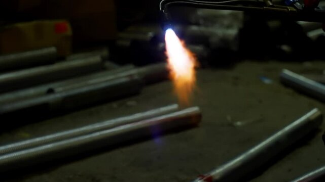 Activation and development of autogenous welding in production. High quality 4k footage