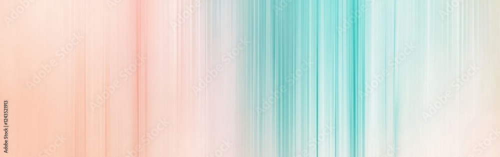 Aufkleber Vertical gradient lines in vibrant turquoise create a calming effect with soft pastel tones in the background