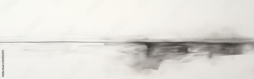 Poster muted gray landscape with soft pencil strokes showcasing subtle horizon line