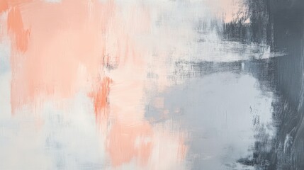 Soft peach and gray abstract composition featuring gentle pencil strokes on canvas in a contemporary art style