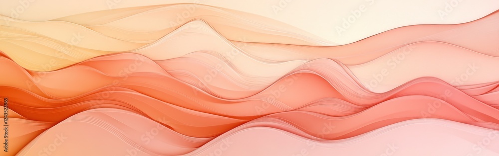 Poster soft pencil strokes create a warm gradient with overlapping layers in a serene abstract composition