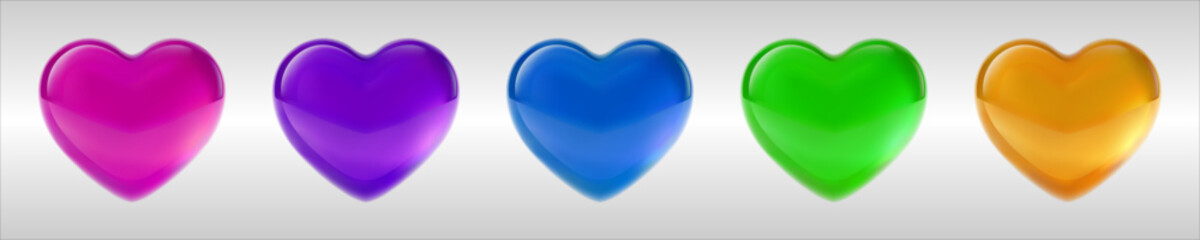 Glossy color heart on minimalist background. Mesh gradient icon. Love romantic design. Template for holiday cards, Valentine's day, happy wedding