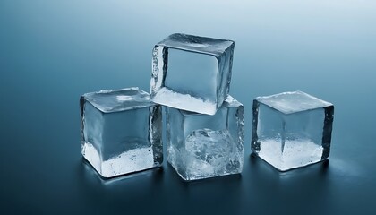 Frozen Ice Cubes in Mid-Air, Cut Out and Isolated. 1