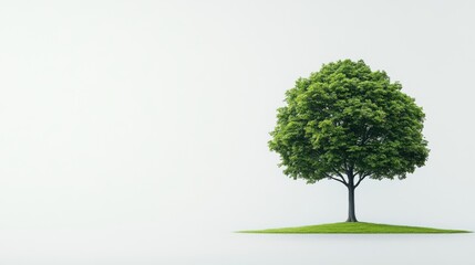 Lush Green Tree Isolated on White Background Symbolizing Nature, Growth, Life, and Serenity in Minimalist Style
