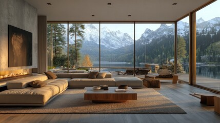 Scandinavian hygge home interior design of modern living room