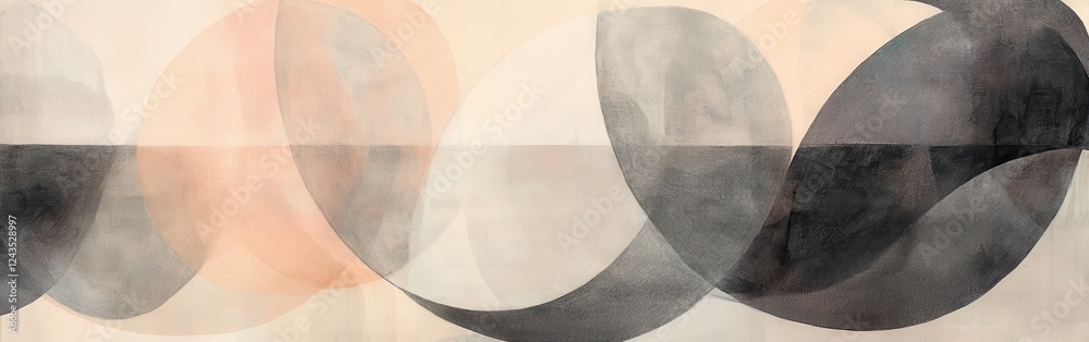 Poster overlapping pencil strokes create muted circular patterns with a sense of depth and movement in a di