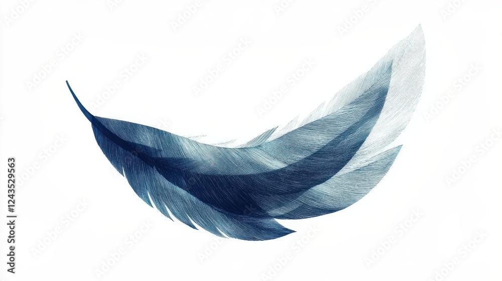 Poster elegant minimalist silhouette of a single feather showcasing intricate detail and gentle curves in a