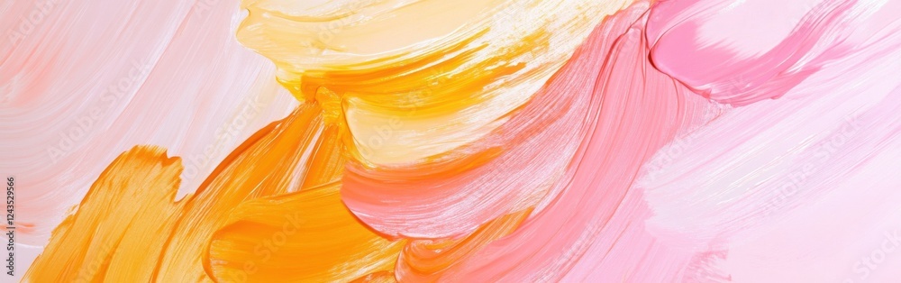 Poster Delicate blend of translucent pastel brushstrokes conveying calm and warmth in an abstract composition
