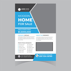 Home for sale buy rent flyer poster brochure banner template design elegant professional 