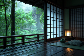 P A traditional Japanese tea house nestled in