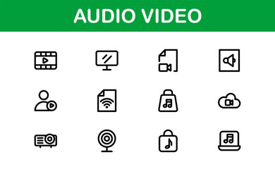 Audio Video Icon Pack. Scalable Illustrations for Music, Film, Podcasting, and Content Creation Needs
