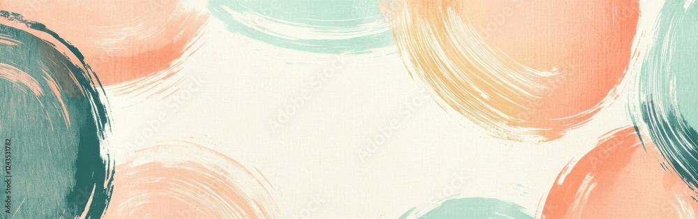 Aufkleber minimalist design featuring gentle pencil strokes with soft circular patterns in pastel shades