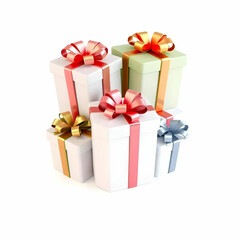 Obraz premium 3D rendering illustration of gift boxes with bows isolated on the white background
