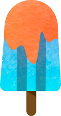 Watercolor Textured Popsicle on Isolated White