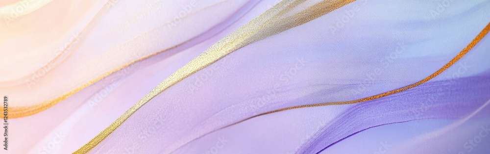 Poster elegant minimalist pencil strokes background in soft hues of purple and gold creating a serene atmos